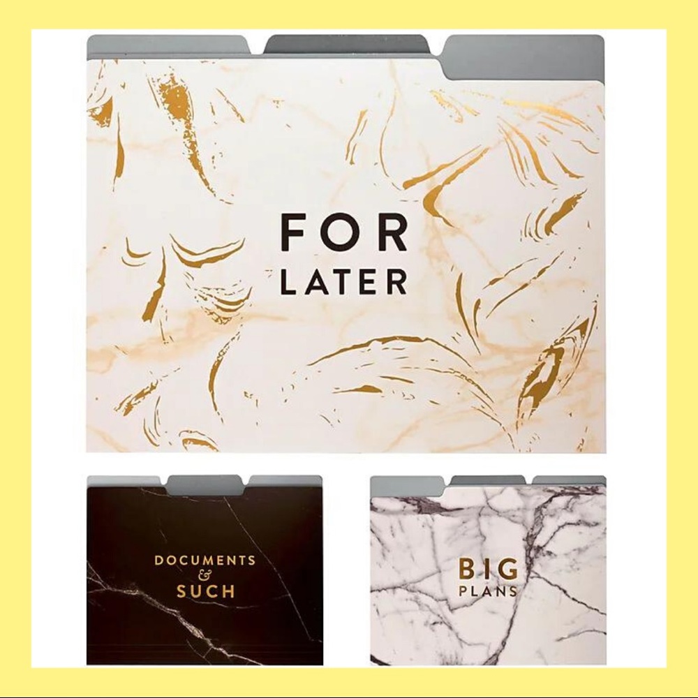 Eccolo Marble Collection Fashion Top Tab File Folders with Gold Foil